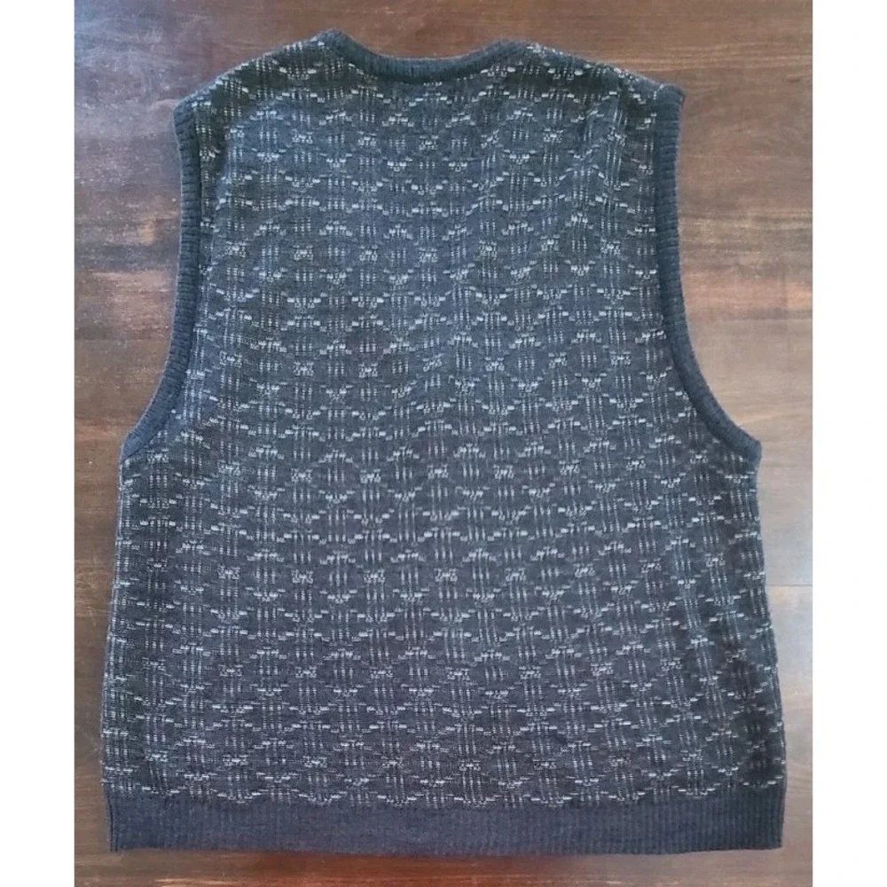 Vintage Sweater Mens L Cardigan Vest Wool Blend Eclectic Grandpa Italy